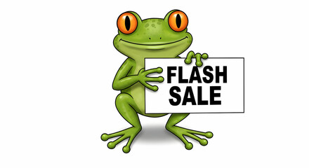 Frog with flash sale sign