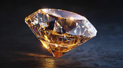 An exquisite diamond reflecting light with clear, sharp facets and refract light beautifully. Diamond design showcases its high quality cut and translucent brilliance.