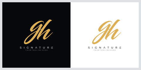 Initial GH handwriting logo vector template