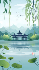 Peaceful Chinese Landscape Painting