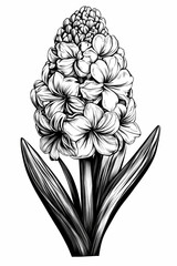 Detailed Line Art Illustration of a Hyacinth Flower