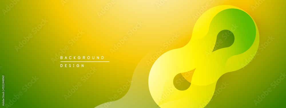 Poster abstract yellowgreen gradient design. smooth curves create infinity symbol, modern aesthetic. minima