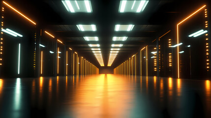 Futuristic Neon Corridor Tunnel