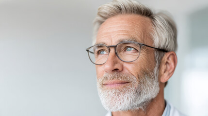 portrait of urologist confidently gazing to right set against clean ultrabright background