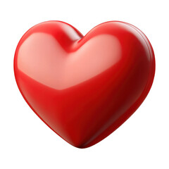 3d realistic red heart shape isolated on transparent background
