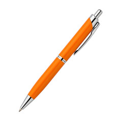Vibrant Orange Ballpoint Pen Mockup Isolated on transparent background Perfect for Branding Stationery Design and Advertising