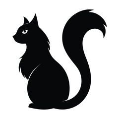A black and white cat sitting in a vector illustration style