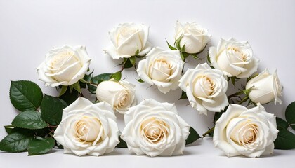 Obraz premium bouquet of white roses on white background