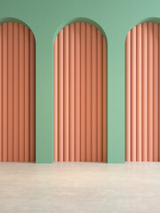 Memphis style conceptual empty interior room 3d illustration