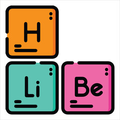 Chemical Elements Icon – H, Li, Be Periodic Chart EPS 10