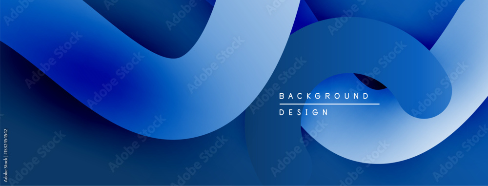 Aufkleber Abstract blue layers create flowing shapes. Modern design, smooth gradients, simple composition. Background suitable for digital projects.