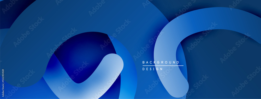 Aufkleber Abstract blue layers create dynamic composition. Smooth curves overlap, forming modern background design. Gradient shades add depth.