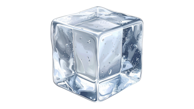 Realistic transparent ice cube vector illustration on a clean isolated background
