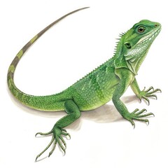 Obraz premium green lizard on white background