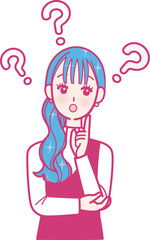 疑問に思う女性のイラスト