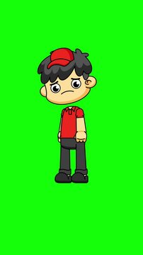 Courier Character Sad Pose Animation, Cute Cartoon in 4K with Transparent Greenscreen