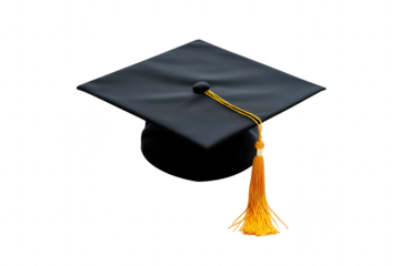 Graduation Cap with Tassel on White Background