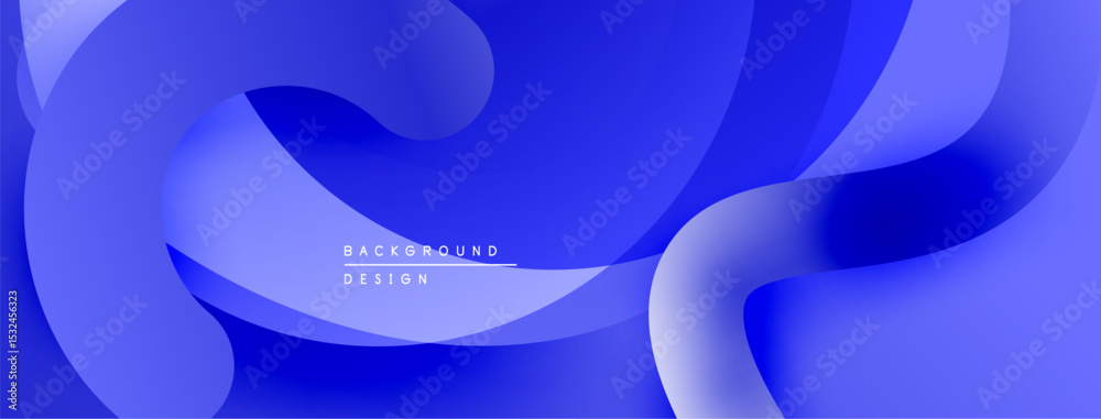 Poster Abstract blue waves create flowing shapes. Modern design, smooth gradients, dynamic composition. Perfect backdrop for projects.