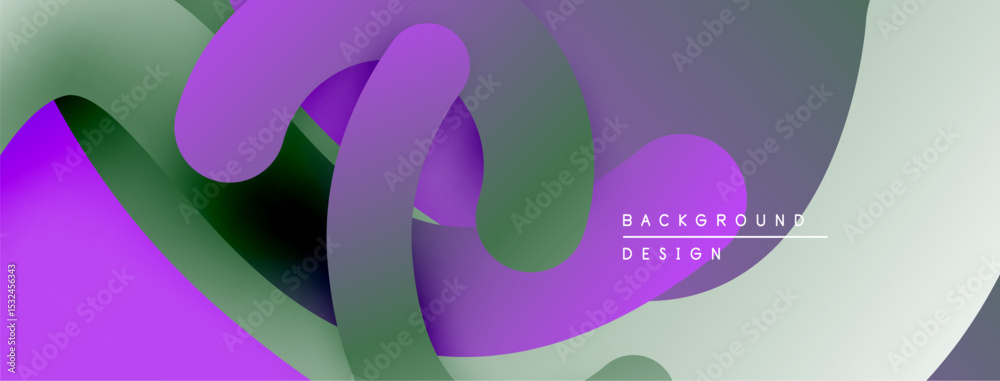 Poster abstract fluid shapes overlap, creating vibrant purple, green gradients. modern design suggests dept