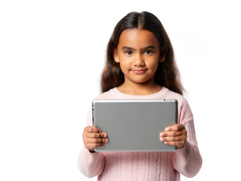 Young girl holding a tablet computer