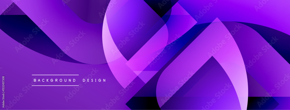 Poster Abstract purple design features flowing shapes, gradients, dynamic composition. Modern background suitable for digital projects.