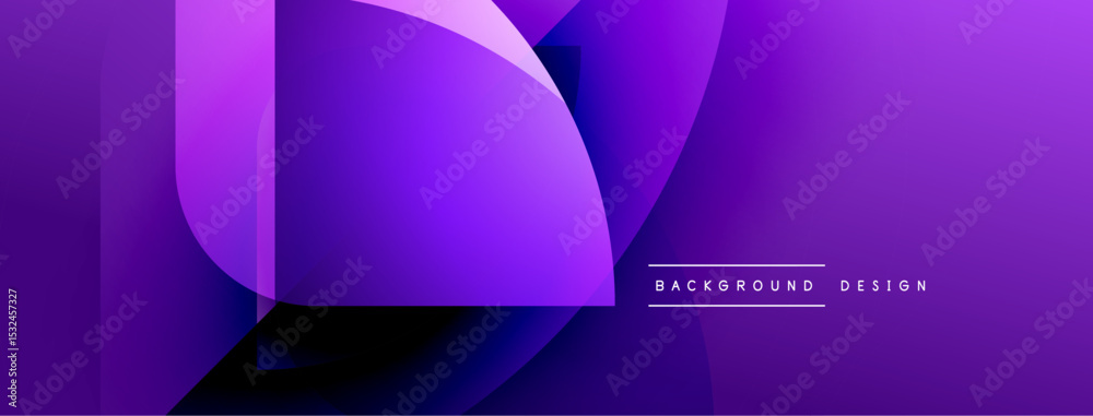 Poster Abstract purple design. Overlapping shapes create dynamic visual effect. Modern gradient background suitable for digital projects.