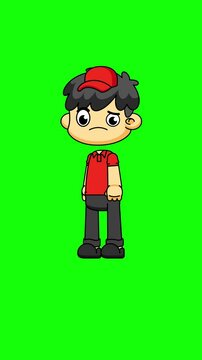 Courier Character Thinking Pose Animation, Thoughtful Cartoon Style in 4K Greenscreen Loop