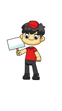 Courier Character Holding Blank Banner, Message Pose Animation in 4K Greenscreen