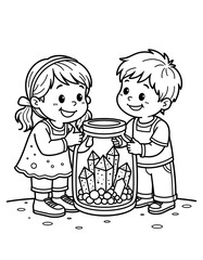 Children holding a jar of colorful crystals for science projects  