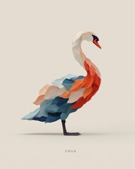Abstract Colorful Swan: Elegant Bird Design