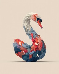 Abstract Colorful Swan Illustration