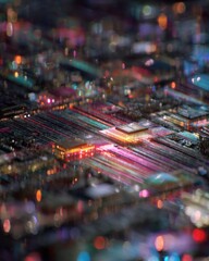 Abstract Microchip Circuit Board Closeup