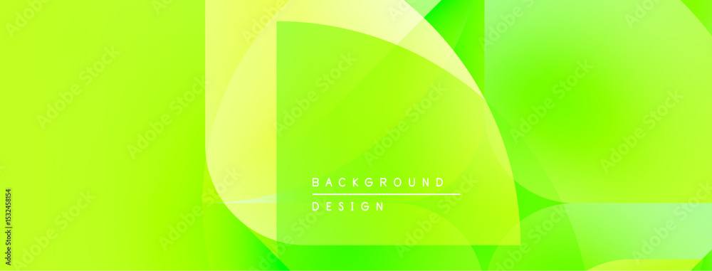 Aufkleber Bright green abstract background. Overlapping shapes create dynamic visual effect. Text reads background design. Simple, modern aesthetic.