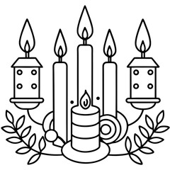 A vector of a beautiful candle stand outline design Art & Illustration