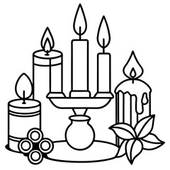 A vector of a beautiful candle stand outline design Art & Illustration