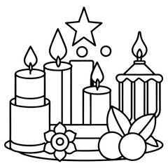 A vector of a beautiful candle stands outline design Art & Illustration