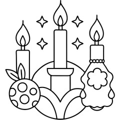 A vector of a beautiful candle stands outline design Art & Illustration