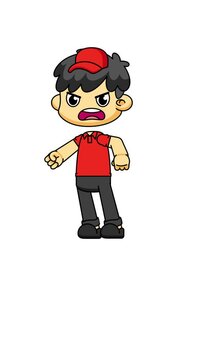 Courier Character Angry Shout Animation, Red Uniform Delivery Boy Yelling, 4K Greenscreen