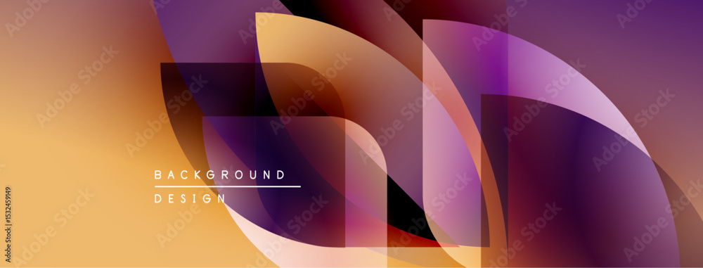 Poster abstract geometric shapes overlap. warm colors dominate, creating modern background design. gradient