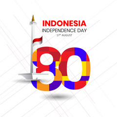 80 th logo happy Independence day Indonesia greetings. Abstract vector illustration design