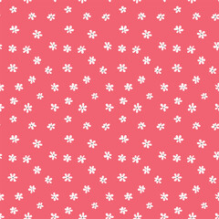 Seamless blooming floral pattern based on hand drawn art ornaments. Colorful flowers on color background. Vector illustration. Simple minimalistic pattern for fabric, textile.
