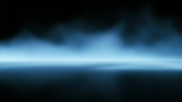 Ethereal blue mist floating over a dark surface, creating a serene and tranquil atmosphere