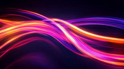 Abstract Neon Light Trails Flowing on Dark Background Vibrant Dynamic and Futuristic Design Element for Creative Projects The, Background, AI generated