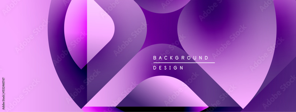 Poster Abstract purple background. Overlapping circles create fluid shapes, modern design. Text reads background design.