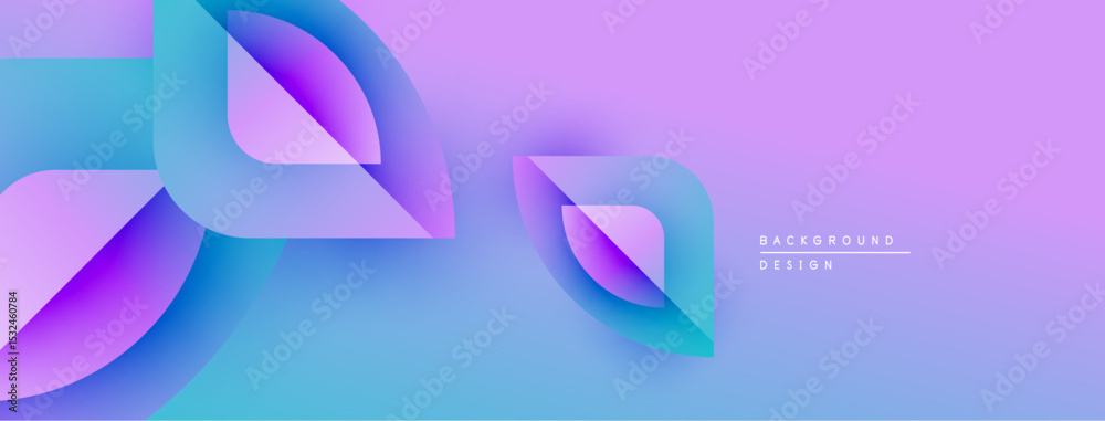 Poster Abstract gradient shapes overlap, creating dynamic purple, blue visual. Modern design element for backgrounds, presentations.