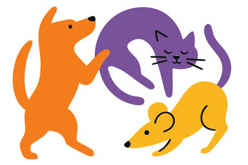 Birthday Party Dancing Animal Friends Dog, Cat and Mouse