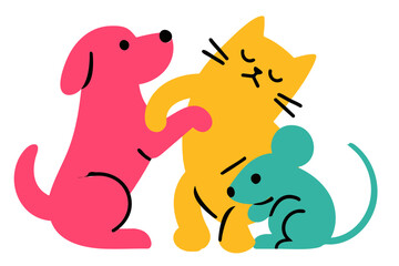 Birthday Party Dancing Animal Friends Dog, Cat and Mouse
