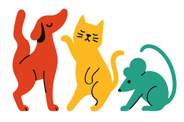 Birthday Party Dancing Animal Friends Dog, Cat and Mouse