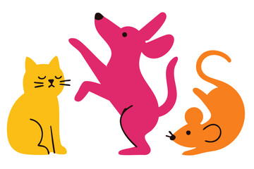 Birthday Party Dancing Animal Friends Dog, Cat and Mouse