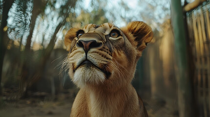 Portrait of beautiful big lion at safari park